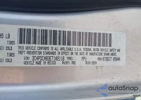 2014 Dodge Journey American Value Pkg из США, поврежденный, VIN 3C4PDCAB3ET102116